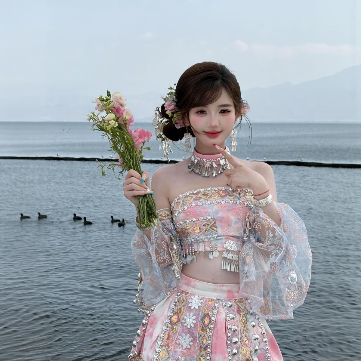 Ethnic Outfit - Pink Miao Ethnic Minority Costume Set