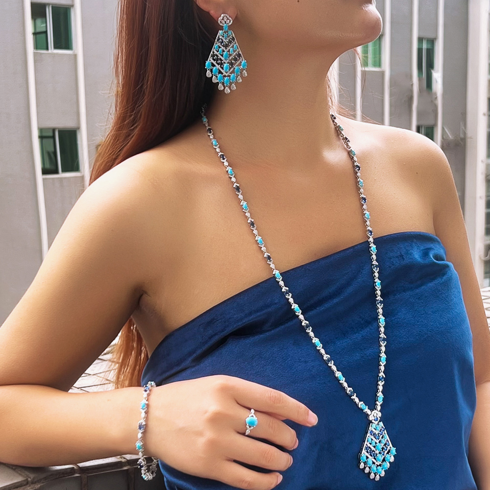 CWWZircons 4pcs Elegant Blue T - Ethnic Fashion In Dubai ulasan dan harga