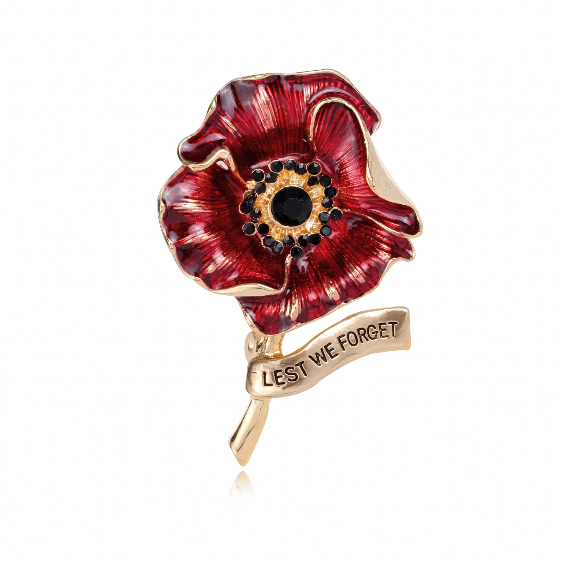 Enameled Red Poppy Flower Broo - Ethnic Fashion Uk ulasan dan harga