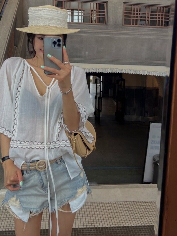 Korean Style Patchwork Lace-Up - Ethnic Fusion Fashion ulasan dan harga